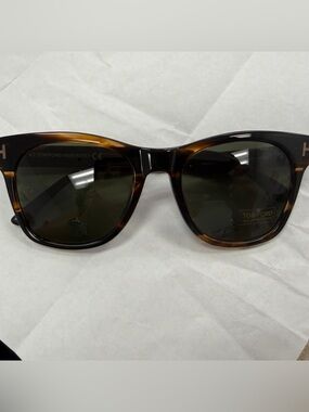 Tom Ford Tortoiseshell Frame Sunglasses with Dark Green Lenses